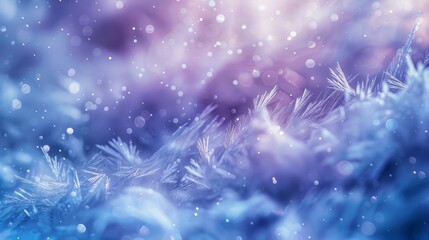 Obraz premium Wintery background with flowing blue and violet lines frost patterns and light shimmer backdrop