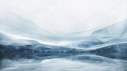 Fototapeta premium Swirling blue and white lines with icy reflections and shimmering light in a winter landscape backdrop