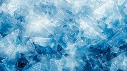 Winter-themed pattern with blue and white geometric shapes shimmering effect and texture overlays backdrop