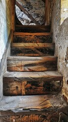 Rustic old  stairs. Generative AI. Old but beautiful.