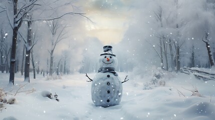 Fototapeta premium Snowy Sentinel: Outstretched Arms of the Frosty Guardian 