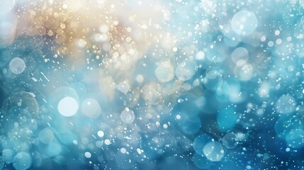 Ethereal background with pastel blues and whites shimmering light effects and blurry orbs evoking a wintery night backdrop