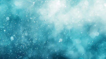 Fototapeta premium Abstract background featuring gradient from pale blue to turquoise cloudy textures and twinkling light points evoking a frosty morning backdrop