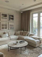 Creamy Living Room with Ample Natural Light
