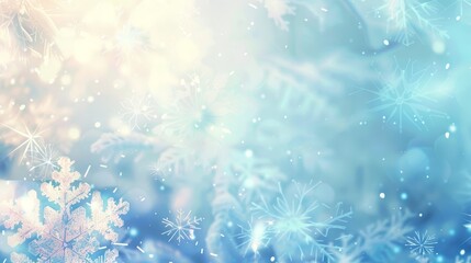 Winter-themed background with pastel blues glowing effects and snowflake patterns backdrop