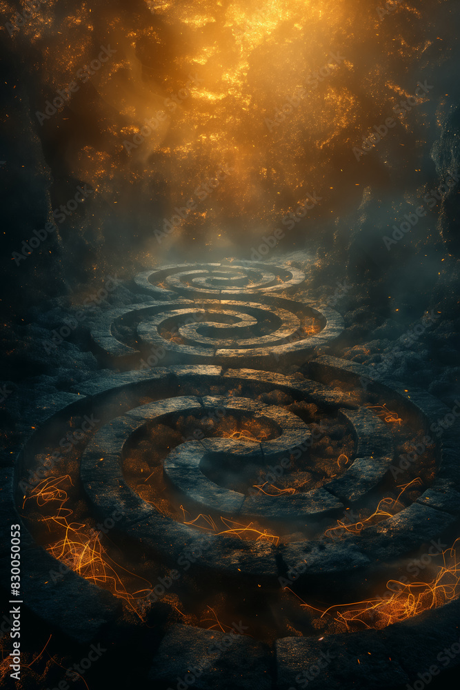 Aufkleber ethereal mirage of an abstract labyrinth, background with empty space for text