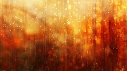 Obraz premium Ethereal autumn hues with luminous dots and light streaks creating a cozy ambiance backdrop