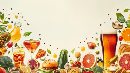 Food and Drink Delicious: An illustration of food and drink arranged to look delicious