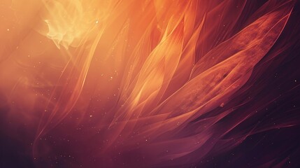 Naklejka premium Gradient from burgundy to orange featuring light streaks and leaf textures backdrop