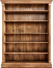 Wooden shelves isolated on transparent background. PNG
