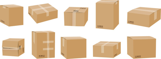 Cardboard box mockup set