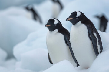Penguins traverse frozen Antarctic landscape on drifting ice floe highways 