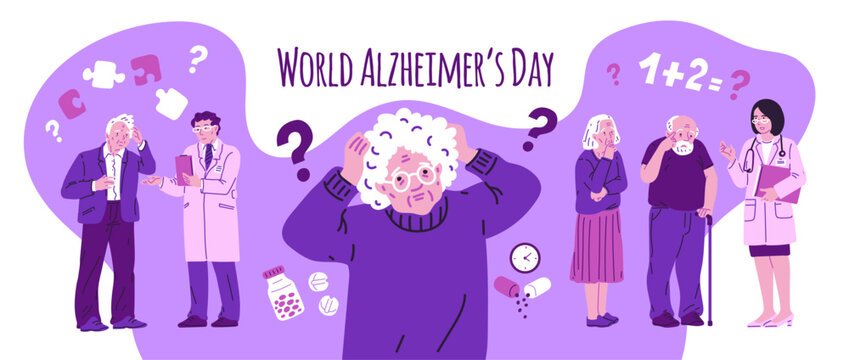 World Alzheimer's Day awareness vector illustration - Powered by Adobe