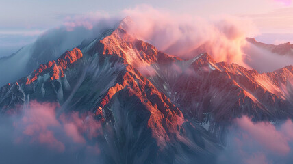fault-block mountains glowing in the soft light of a rising sun - Powered by Adobe