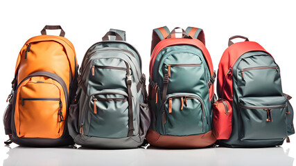 Naklejka premium Backpacks, isolated white background, Generative AI