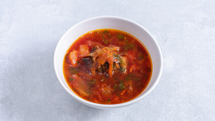 Ukrainian borscht soup bowl isolated