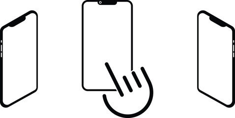 Collection of realistic models layout of smartphone. Smartphone mockup, Mobile phone frame with blank display isolated on white background