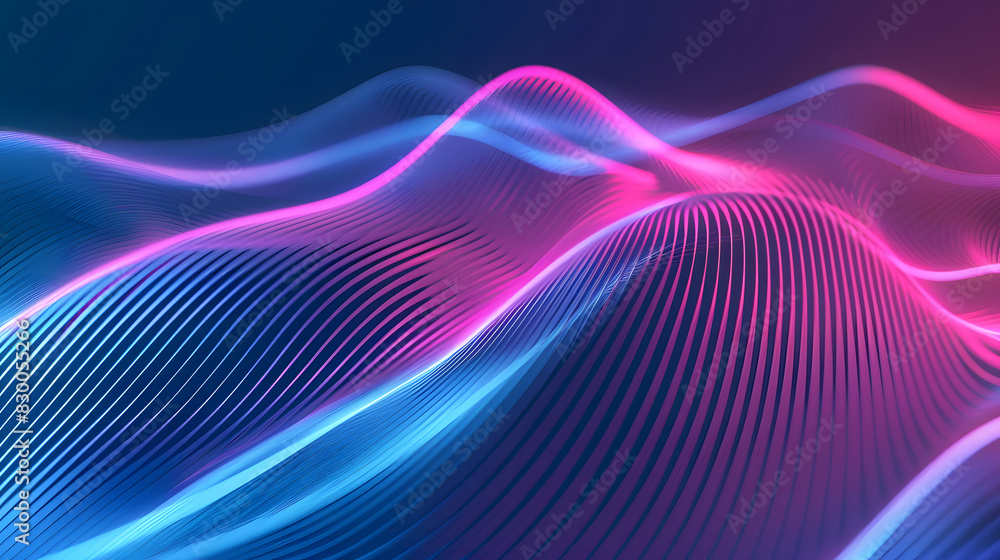 Aufkleber vector abstract light lines wavy flowing dynamic in blue pink colors. generative ai.
