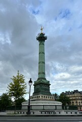 Obraz premium Place de la Bastille on grey cloudy day in Paris, France