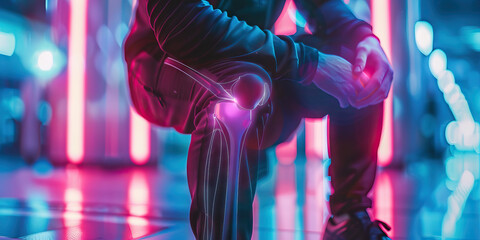 Man Holding His Knee: Typical Gesture for Knee Pain or Injury.