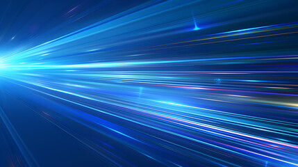 Vector Abstract, science, futuristic, energy technology concept. Digital image of light rays, stripes lines with blue light, speed and motion blur over dark blue background. Generative AI.