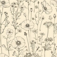 Exquisite Vintage Botanical with Delicate Floral Patterns