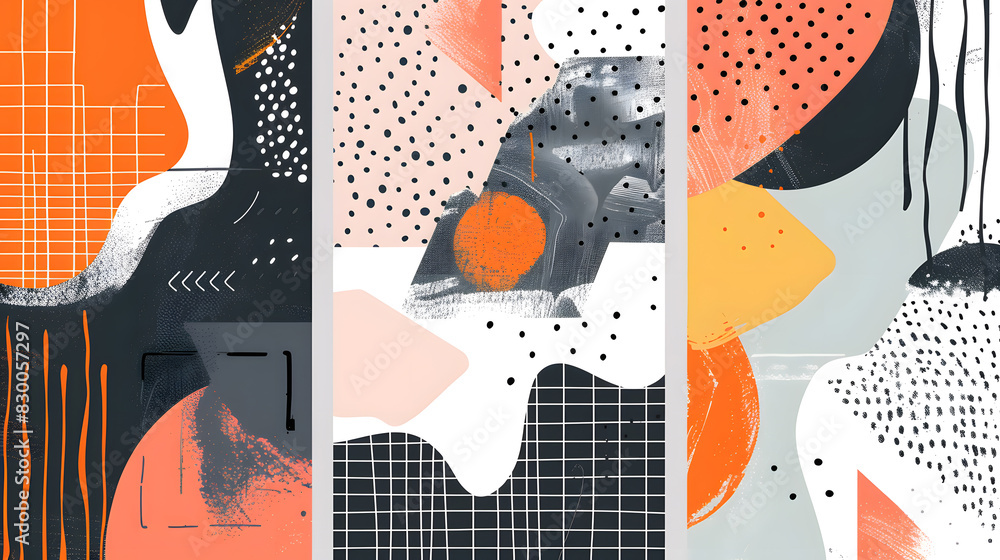 Poster vector set of abstract creative backgrounds in minimal trendy style. generative ai.
