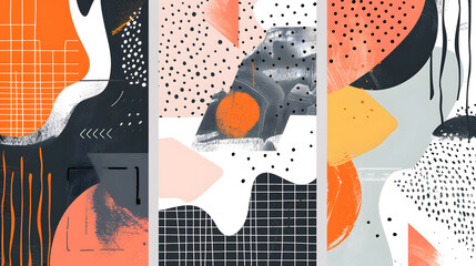 Fototapeta premium Vector set of abstract creative backgrounds in minimal trendy style. Generative AI.