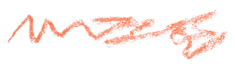 Orange pencil strokes isolated on transparent background