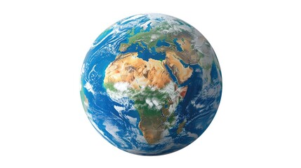 Fototapeta premium a globe, isolated against a pristine white background, showcasing the intricate geography of the world as seen from space.