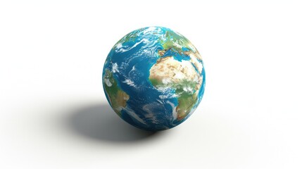 a globe, isolated against a pristine white background, showcasing the intricate geography of the world as seen from space.