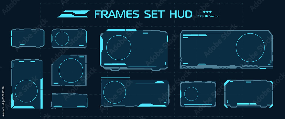 Poster futuristic hud frames. vector set for user interface. modern template with windows and frames for di