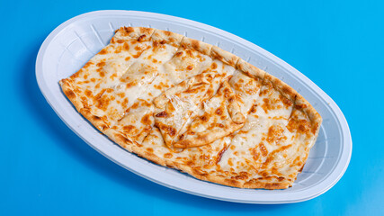 Cheese lahmacun top view isolated