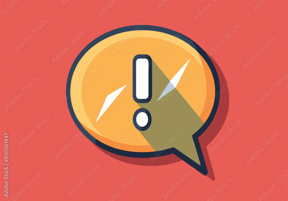 Aufkleber a red background with a yellow circle with an exclamation point in the middle