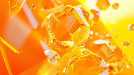 Yellow and Orange 3D Shapes form a Futuristic abstract background. 3D Render. Generative AI.