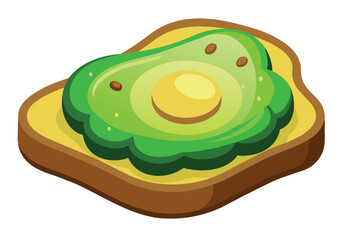 A green avocado sits on a slice of toast
