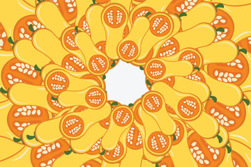 Vegetable pumpkin border or slice of pumpkin frame banner with copy space
