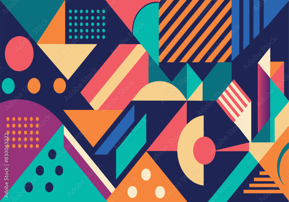 Aufkleber a colorful abstract painting with many shapes and patterns