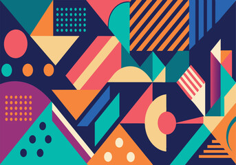 Obraz premium A colorful abstract painting with many shapes and patterns