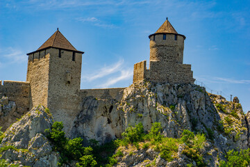 Medieval Golubac fortress tower standing tall in Serbia during daytime