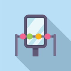 Vector illustration of a stylish vanity mirror with glowing lights on a blue background