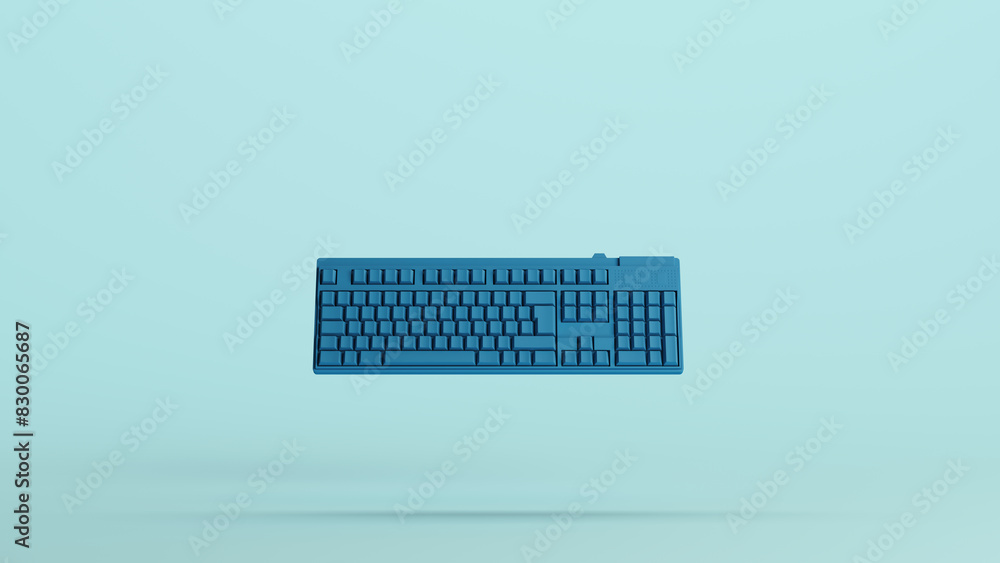 Poster blue computer keyboard keyboard keys computer technology equipment soft tones pale background 3d ill