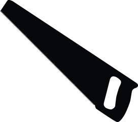 Silhouette of hand saw illustration. Essential tool in black color. Home repair accessories. 