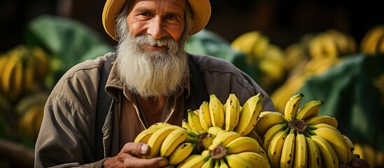 hands A middleman who buys bananas from farmers Bananas yellow