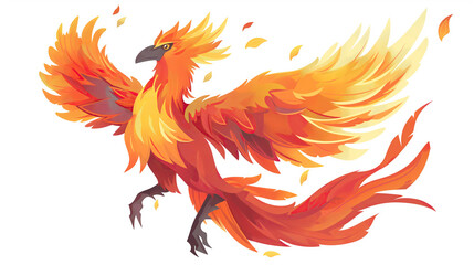 Fototapeta premium Red Phoenix Illustration on white background
