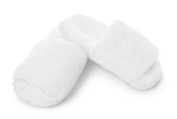 Pair of soft slippers isolated on white