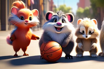 Obraz premium Animal characters, image of animals exercising, mascot, animation, cute, Olympics