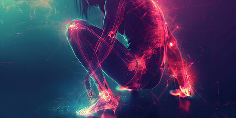 Obraz premium Hip Hurt: The Deep, Aching Pain of Hip Discomfort - Visualize a scene where the hip aches deeply, with a constant dull ache that worsens with movement.