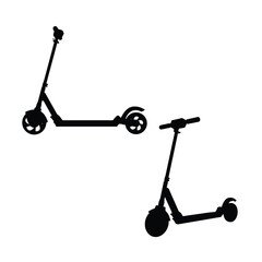 Electric Kick Scooter Silhouette Vector Illustration