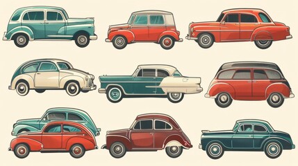 variation of retro stickers vector
